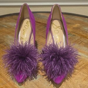 Sam Edelman Vibrant Purple Feather Heels